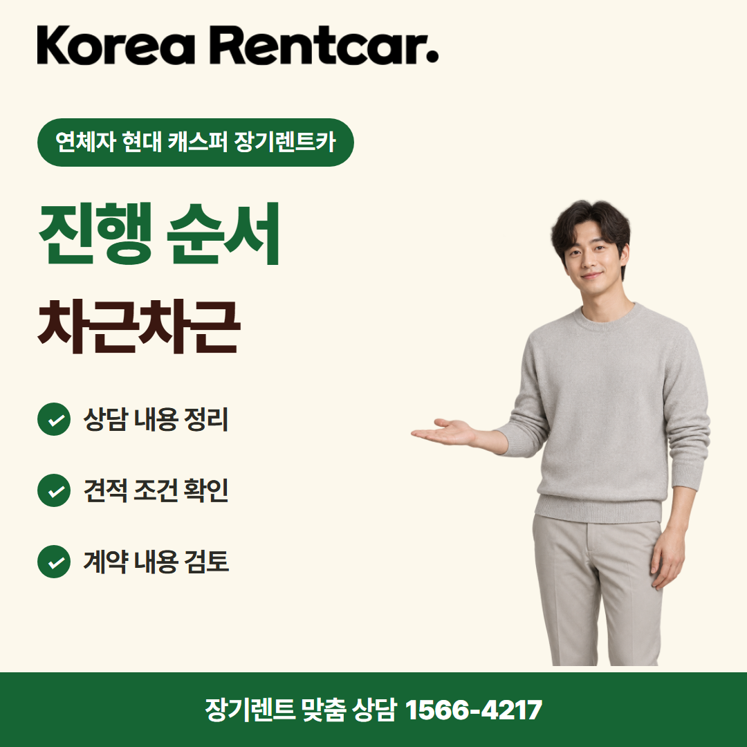 연체자 현대 캐스퍼 장기렌트카 · 이용 절차 카드뉴스