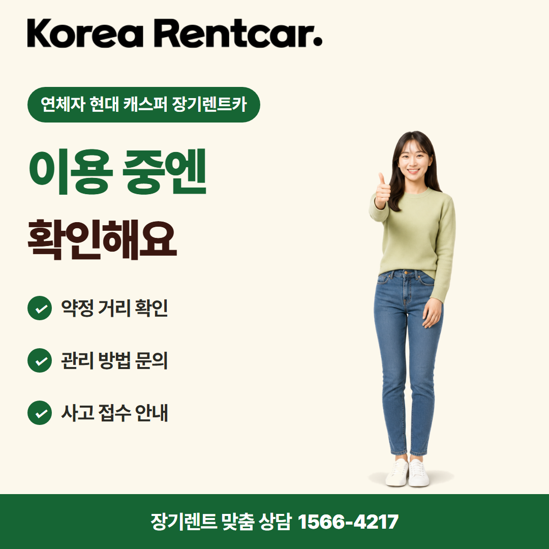 연체자 현대 캐스퍼 장기렌트카 · 이용 확인 카드뉴스